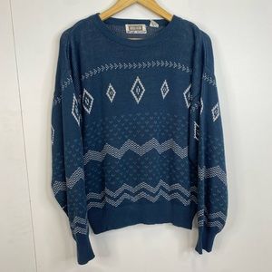 Vintage Oasis Blue Men's Large Grandpa Sweater Acrylic Top